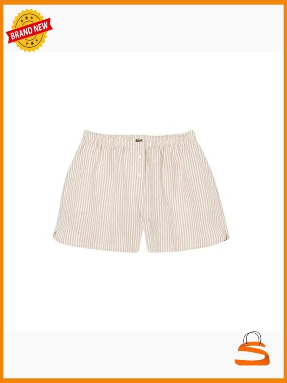 Oversized Linen Blend Culotte Shorts with Crocodile Logo